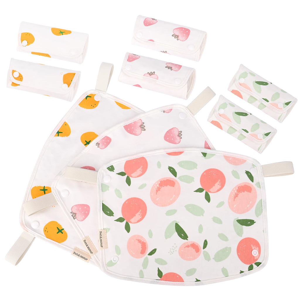 Bebamour Drool and Teething Reversible Cotton Pad For All Carry Positions Baby Carrier White Drool Bib For Boys & Girls(Strawberry)