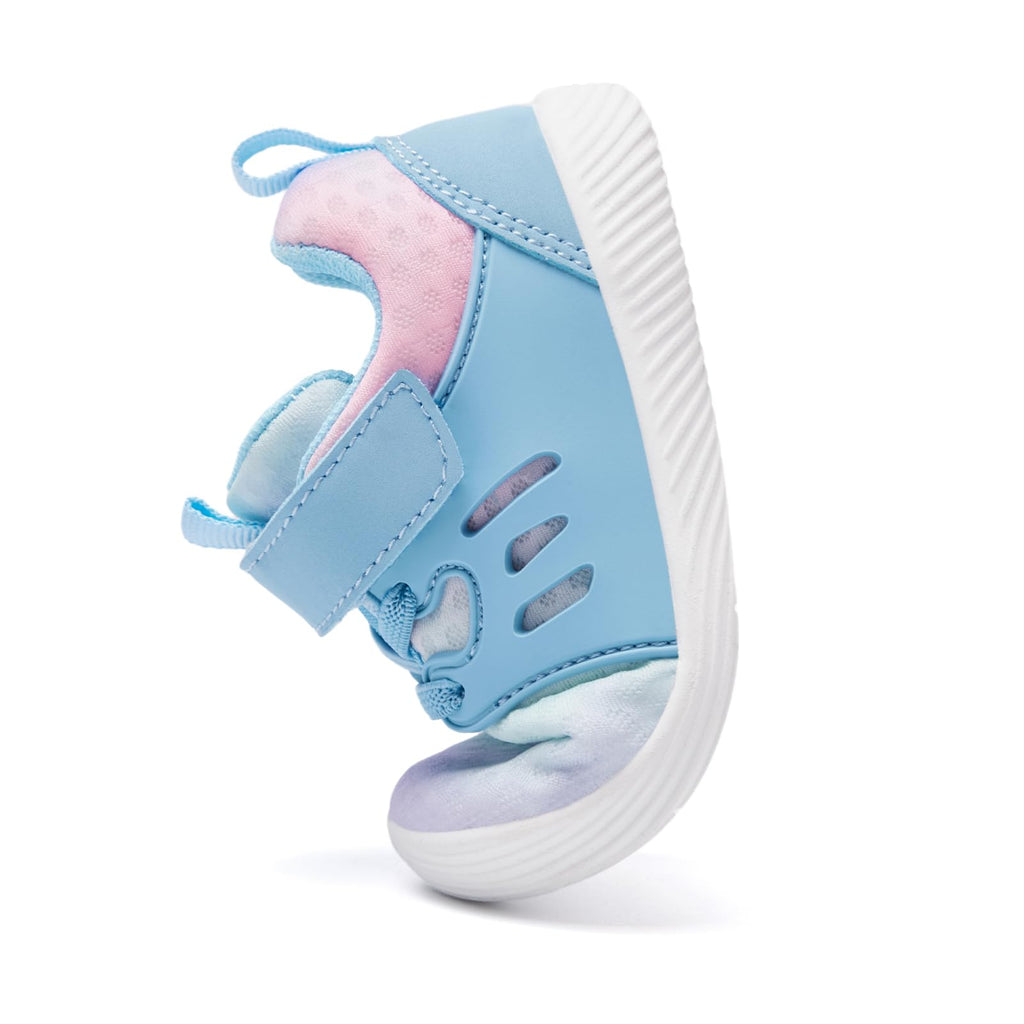 MORENDL Toddler Sneakers Baby Boys & Girls Barefoot Shoes Lightweight Breathable Walking Running Tennis Athletic Sport Shoes Multi Blue 9-12 Months