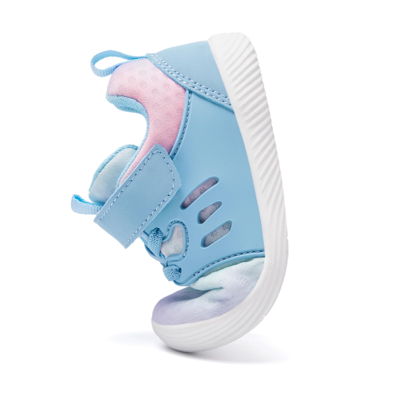 MORENDL Toddler Sneakers Baby Boys & Girls Barefoot Shoes Lightweight Breathable Walking Running Tennis Athletic Sport Shoes Multi Blue 9-12 Months