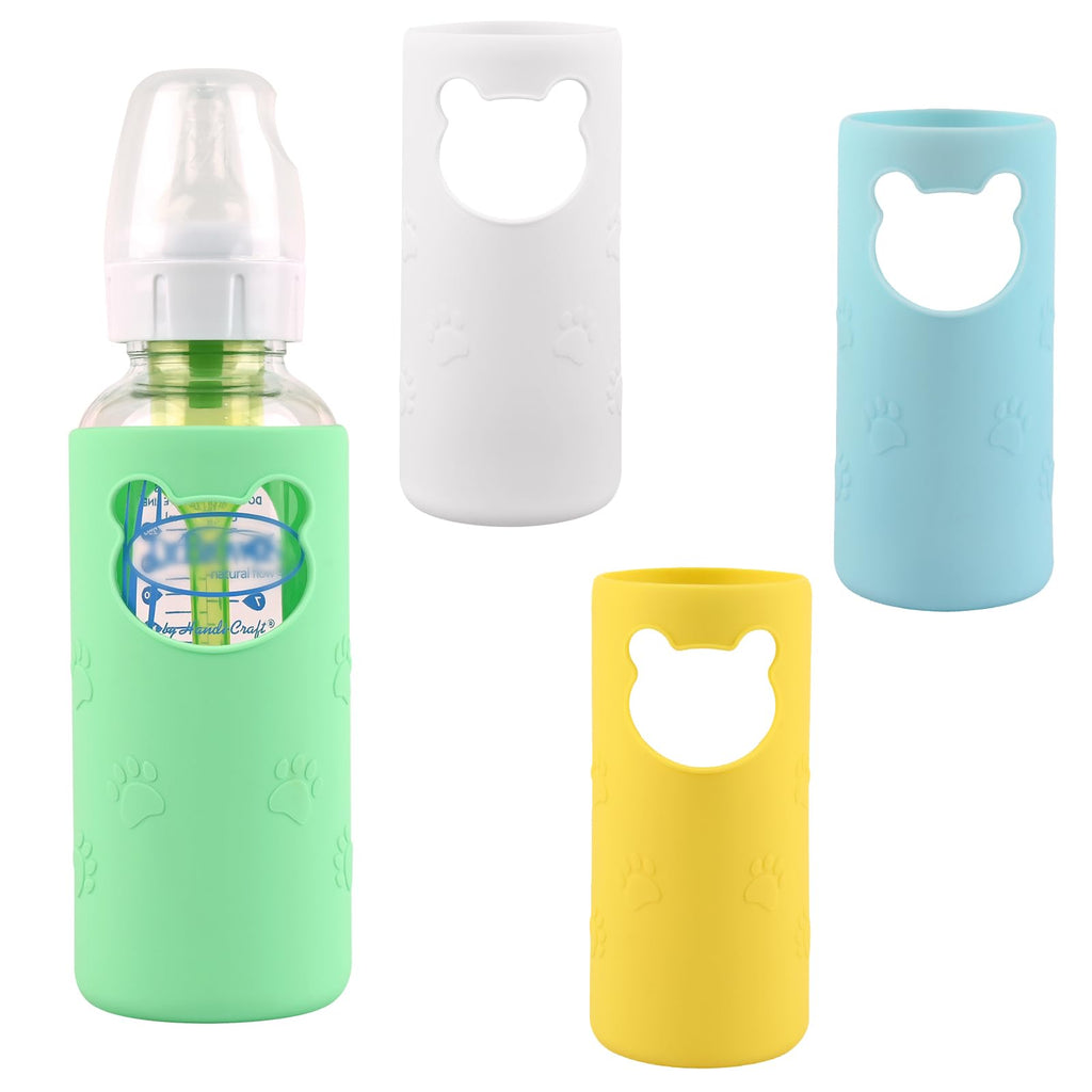 4 Pack Silicone Sleeves for Dr Brown's Glass Baby Bottles 8 oz