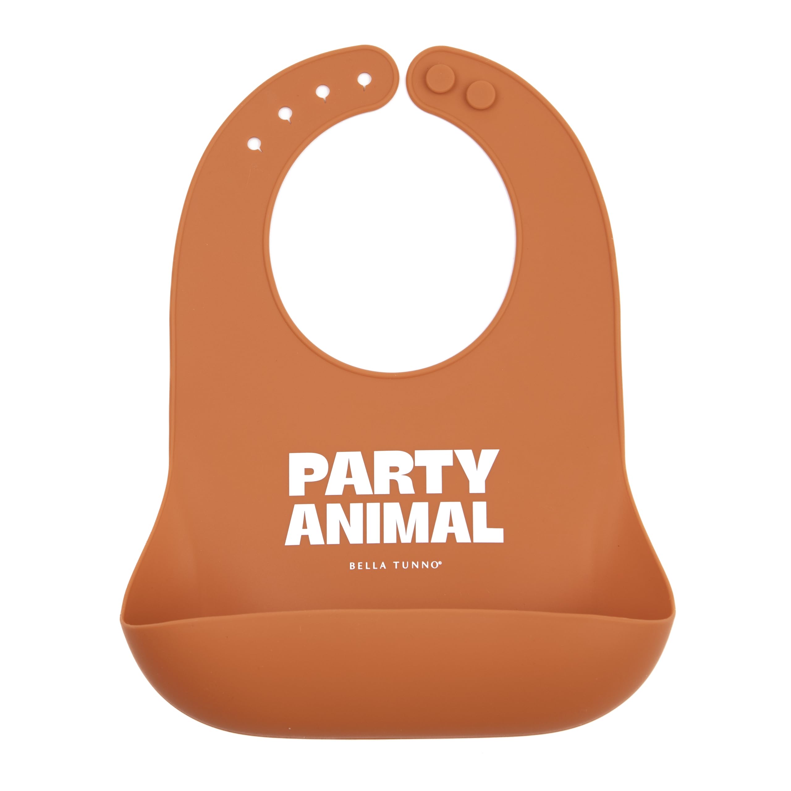 Baby Bib for Eating by Bella Tunno, Waterproof Silicone Bib with Large Food Catcher, Adjustable Fit for Babies 4-12 months & Toddlers 1-3 Years, Boys & Girls, Party Animal