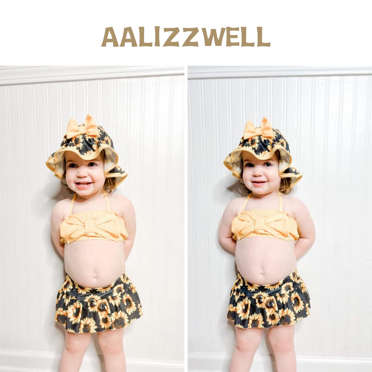 Little Baby Girls Swimsuit Sunflower Bikini Two Pieces Bathing Suit Swimwear Summer Beach Set Yellow 12-18 Months