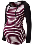 Womens Maternity Hoodie Top Sweatshirt Long Sleeve Shirts Pregnancy Tunic Top,Black,Large