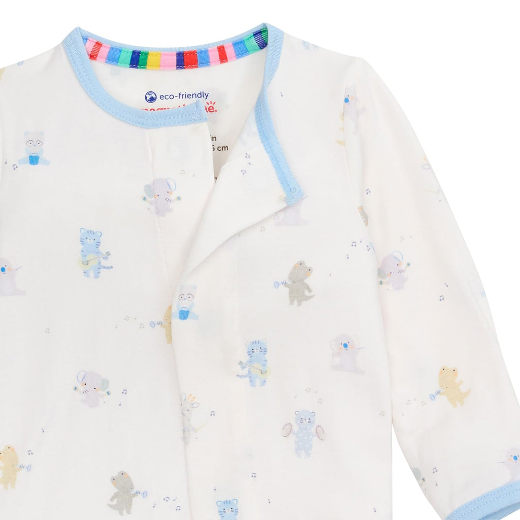 Magnetic Me Boys Modal Magnetic Baby Footie Pajamas | Silky Soft Modal Fabric | Blue Baby Beats | 3-6 Months