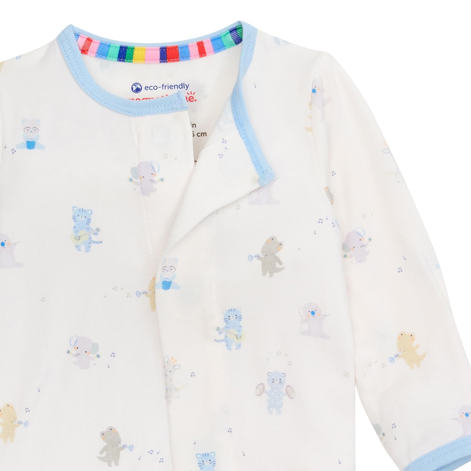 Magnetic Me Boys Modal Magnetic Baby Footie Pajamas | Silky Soft Modal Fabric | Blue Baby Beats | 3-6 Months