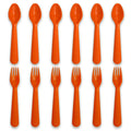 Muulaii 12 Pcs Kids Forks and Spoons, Plastic Kids Utensils Set, Orange