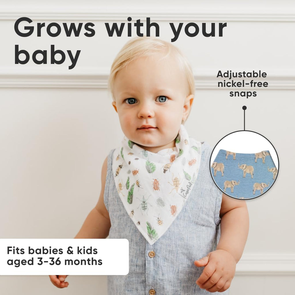 Copper Pearl Baby Bibs for Baby Boy or Girl – Bandana Drool Bibs for Teething, Absorbent Bibs for Eating, Newborn to Toddler, 4 Pack, Peanut
