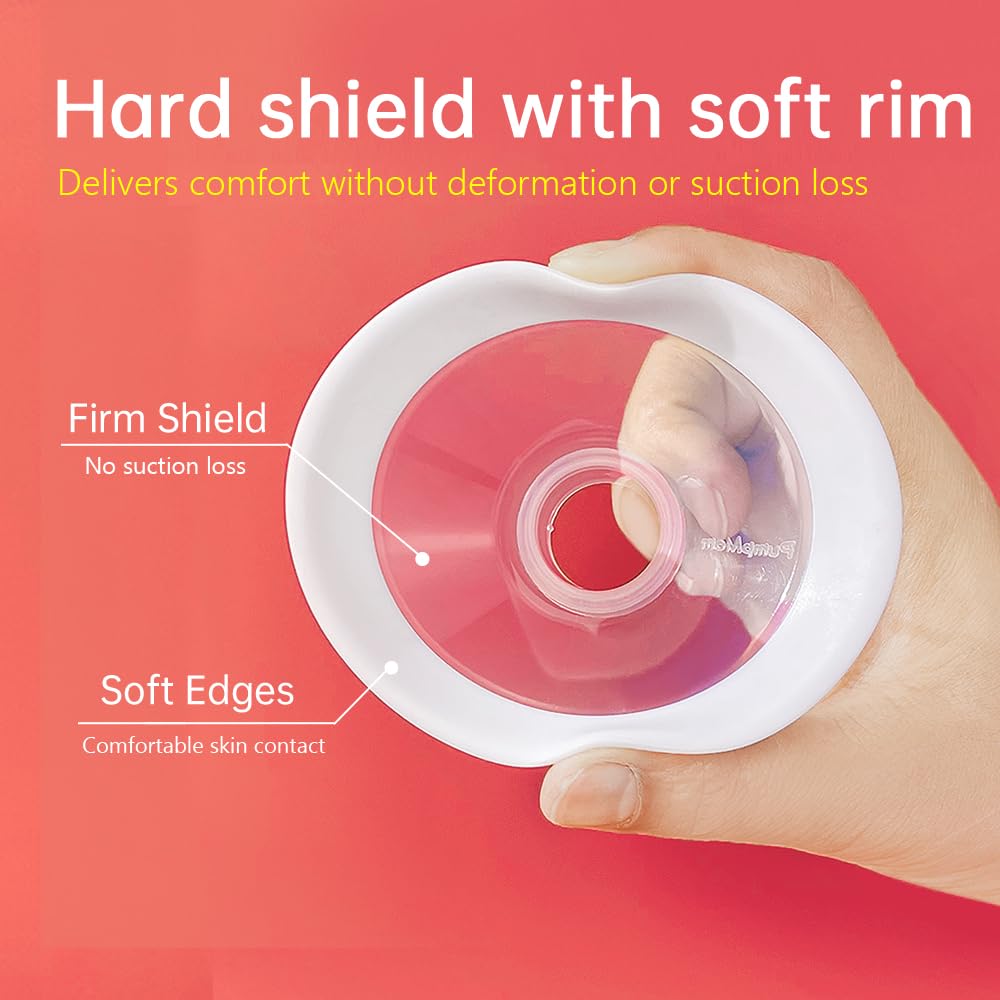 PumpMom-us 17mm Oval Flanges with Soft Rim Compatible with Spectra S2 S1 9 Plus Breastpumps Accessories, Replacement Breast Shield and Duckbill Valves for Spectra Pump Parts and Flange