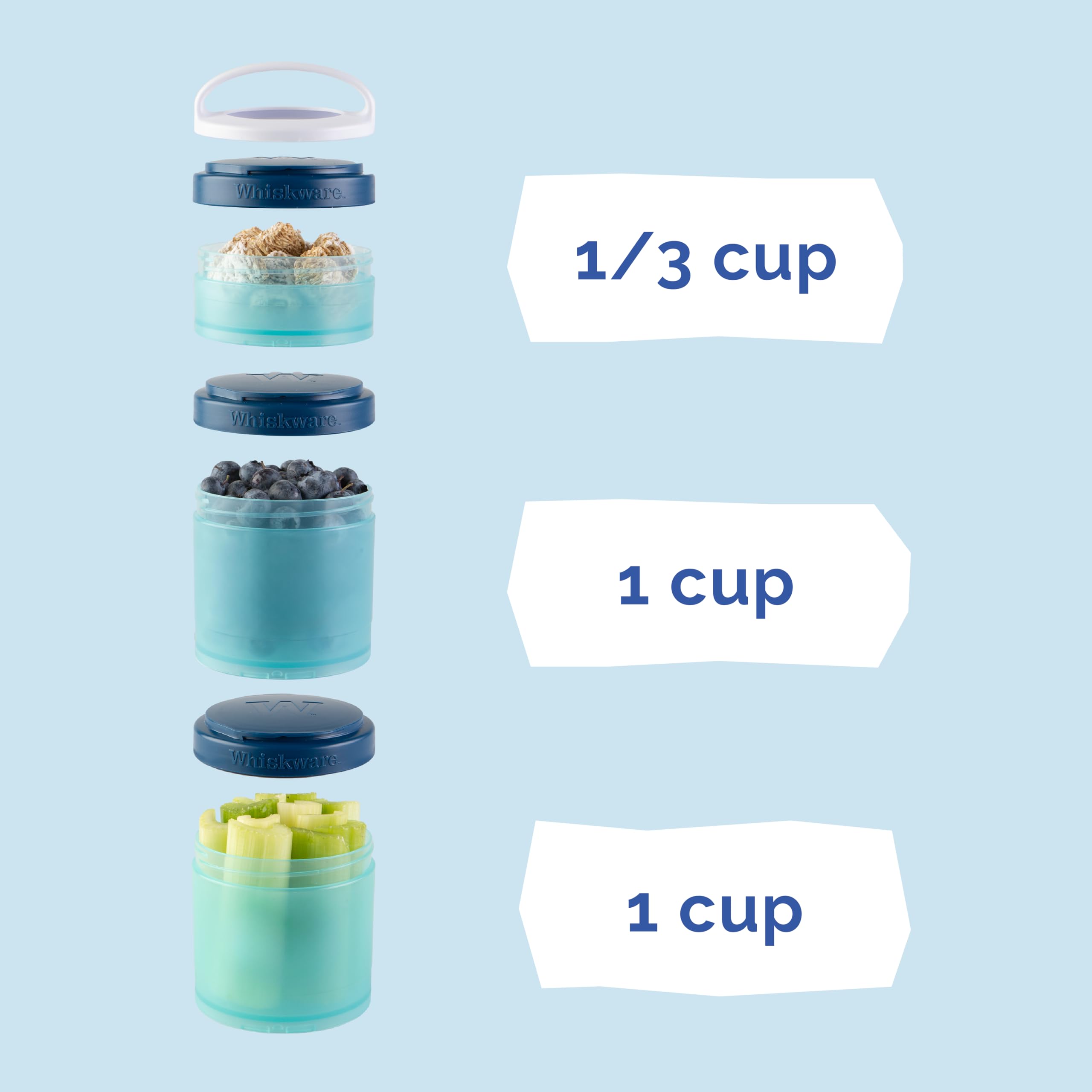 Whiskware Disney Mickey Mouse and Friends Stackable Snack Containers for Babies, Toddlers, and Kids, 3 Stackable Snack Cups for School and Travel, Cupholder Friendly, All Time Classic!