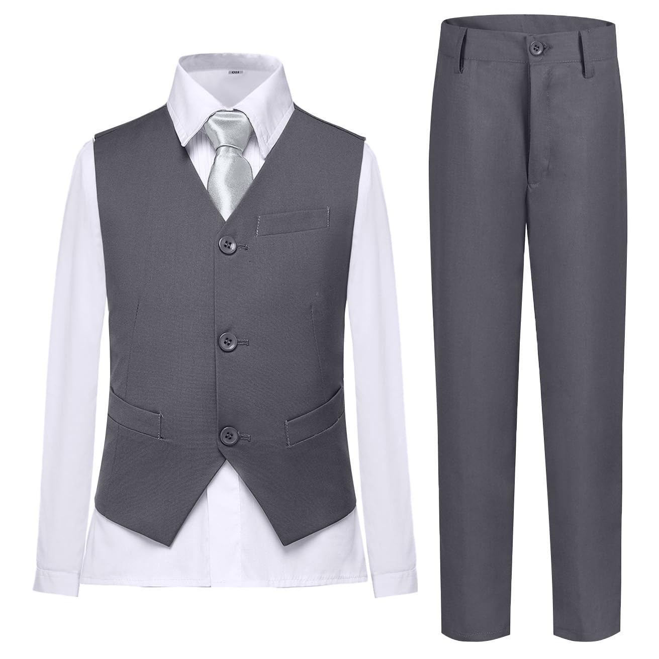 Lycody Boys Suit Vest Set Formal Dress Suits Wedding Outfit, Gray, Size 7