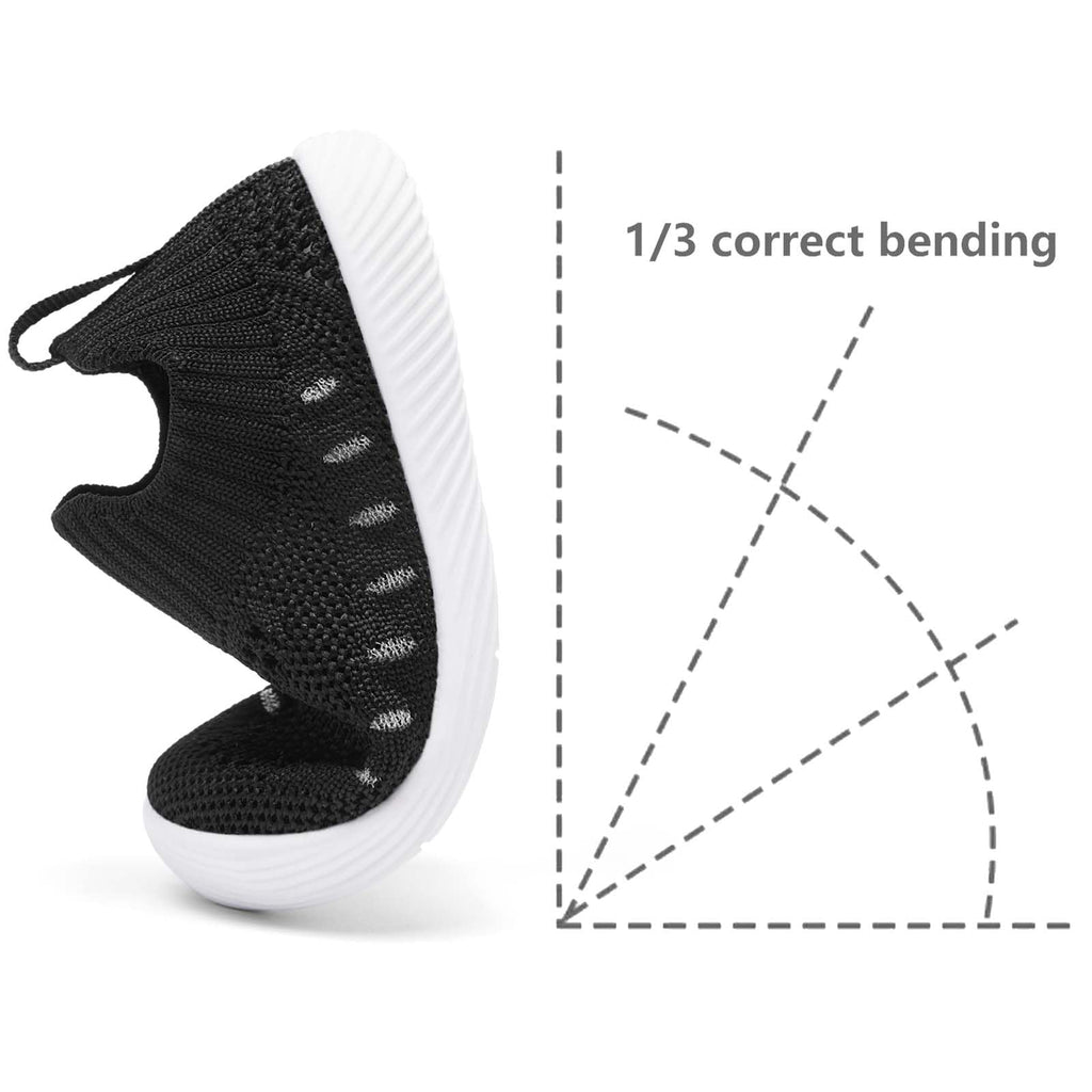 MORENDL Toddler Shoes Baby Walking Sock Shoes Non-Slip Breathable Boys & Girls Sneakers Infant Tennis Shoe Mesh Black 9-12 Months