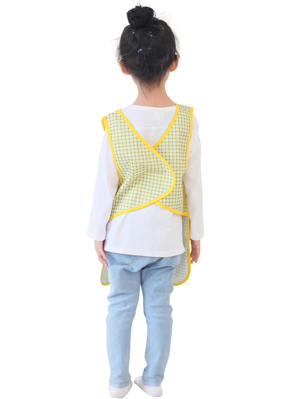 Plie Kids Painting Apron – Waterproof Art Smock for Toddlers & Preschoolers, Messy Play, Baking, Crafts, Cooking, Sensory Activities, Mealtime (Ages 1–10), Green Check (17-L)