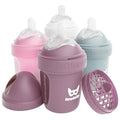Herobility Double Anti-Colic Baby Bottles – 5 fl oz/140ml – 4-Pack – Multicolor – White, Gray, Pink, Hawthorn Rose