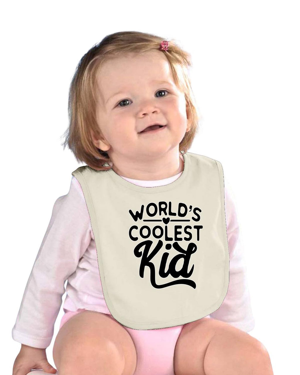Wild Bobby World's Coolest Kid Funny Cute Humor Infant Premium Jersey Baby Bib for Girls Boys, Natural, One Size