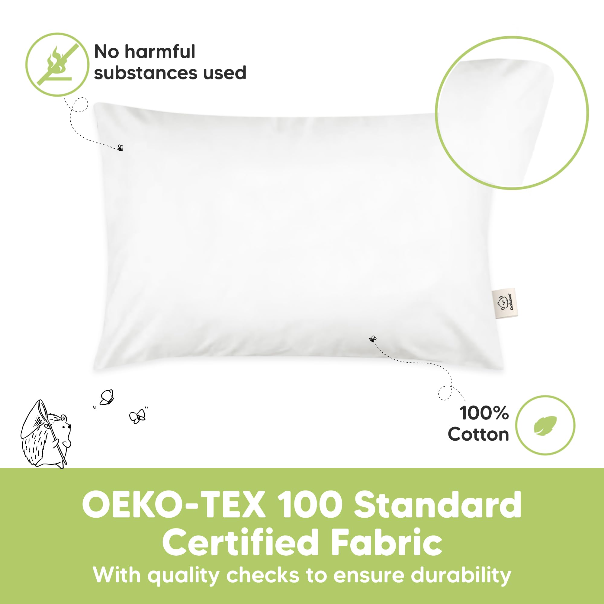 KeaBabies 1pk Toddler Pillows 2 Year Old to 5,13x18 Kids Pillow(Soft White)