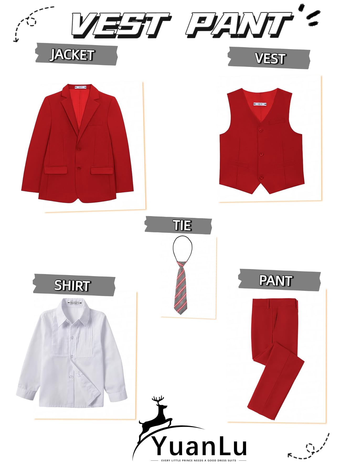 Kids Suits for Boys Easter Toddler Red Tuxedo Formal Outfit Size 2T