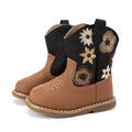 BMCiTYBM Baby Cowboy Boots Infant Cowgirl Western Shoes Black/Brown 6-12 Months