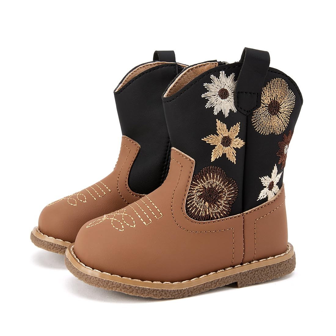 BMCiTYBM Toddler Cowboy Cowgirl Boots Western Shoes Black/Brown 8 Toddler