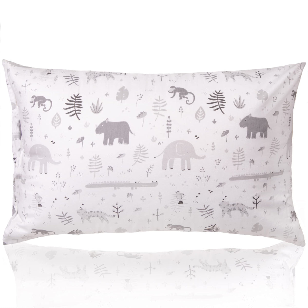WeeSprout Mini Toddler Pillow for Kids Sleeping - Organic Cotton Shell & Pillowcase with Soft & Supportive Polyfiber Filling – Good for Travel, Machine Washable, 18 x 13 x 3, Safari