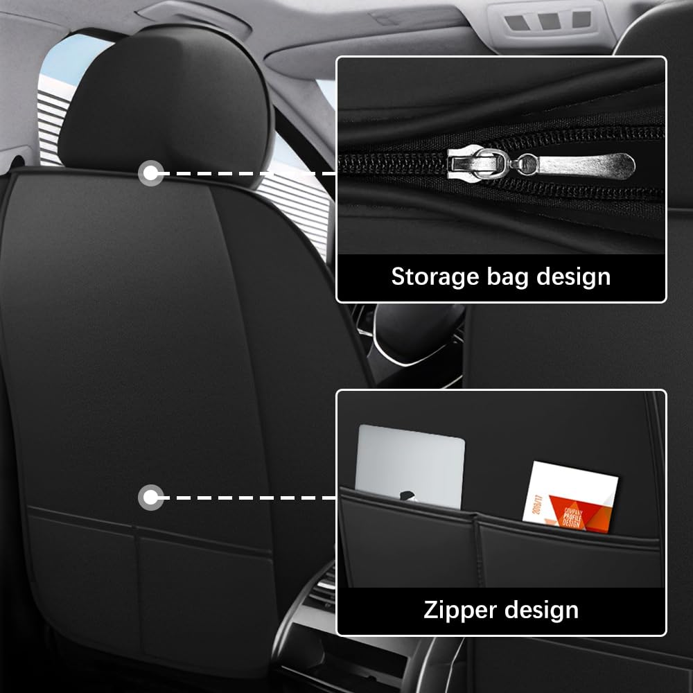 LEYPOCO Leather Seat Cover for Ford Edge 2010-2026,Waterproof Soft Seat Covers,Interior Accessories Seat Covers Cushion Vehicle Protector Airbag Compatible(Black&Coffee,2PCS Front)