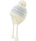 Moon Kitty Girls Winter Knit Hat with Ear Flaps 3-10 Years Soft Stretchy Beanie with Pom Pom Warm Toddler Hat for Cold Weather, Hypoallergenic Cute Blue