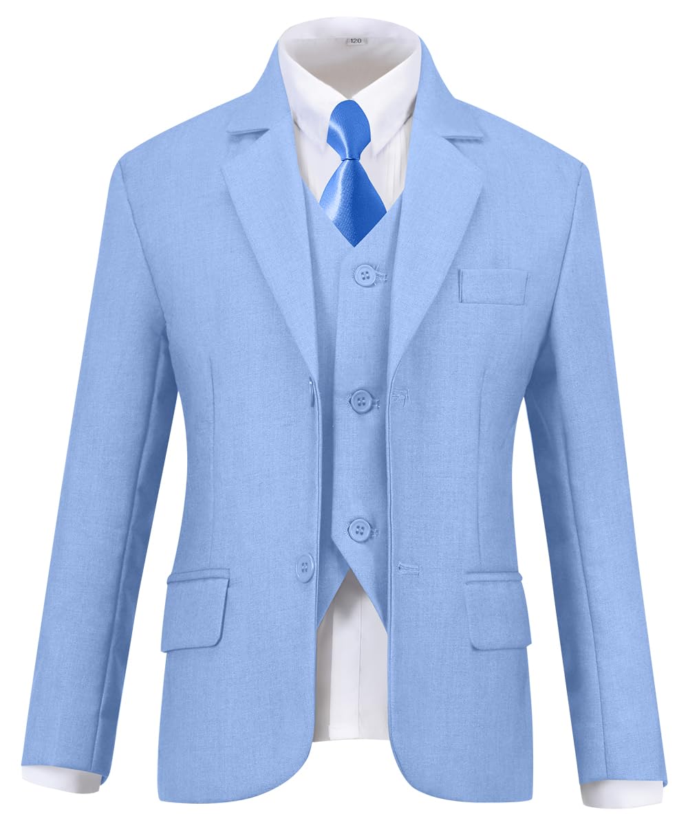 Kids Suits for Boys Formal Tuxedo Set First Communion Suit Sky Blue Size 7
