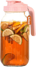 Glass Pitcher with Lid, 64 OZ Mason Jar Pitcher Double Leak Proof, 2 Quart Breast Milk Storage Containers for Fridge, Wide Mouth Glass Jar for Sun Tea, Juice, Cold Brew Coffee