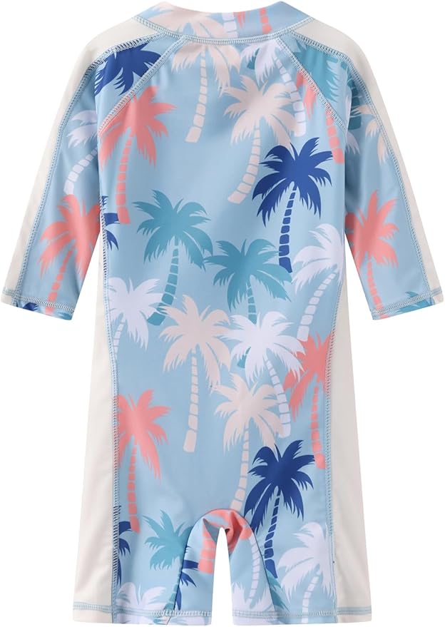 Toddler Baby Boys Swimsuit Rashguard One Piece Zipper Bathing Suit with Sun Hat Infant Swimwear Sunsuit UPF 50+