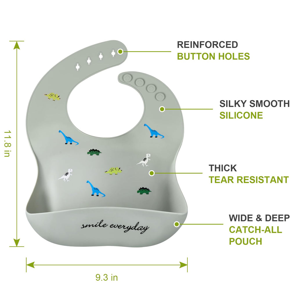Accmor Silicone Baby Bibs, Waterproof Soft Bibs for Baby Girls Boys Feeding Eating, Silicone Baby Bibs with Large Pocket