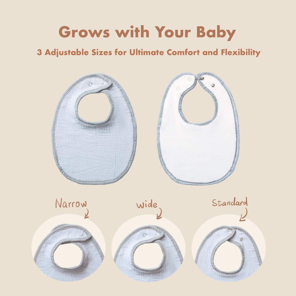 COOROBIN Muslin Baby Bibs for Baby Girl & Boy 100% Cotton 8-Pack Baby Drool Bibs - Quick-Dry Absorbent Bandana Bibs, Adjustable Snaps for Newborn to 24M
