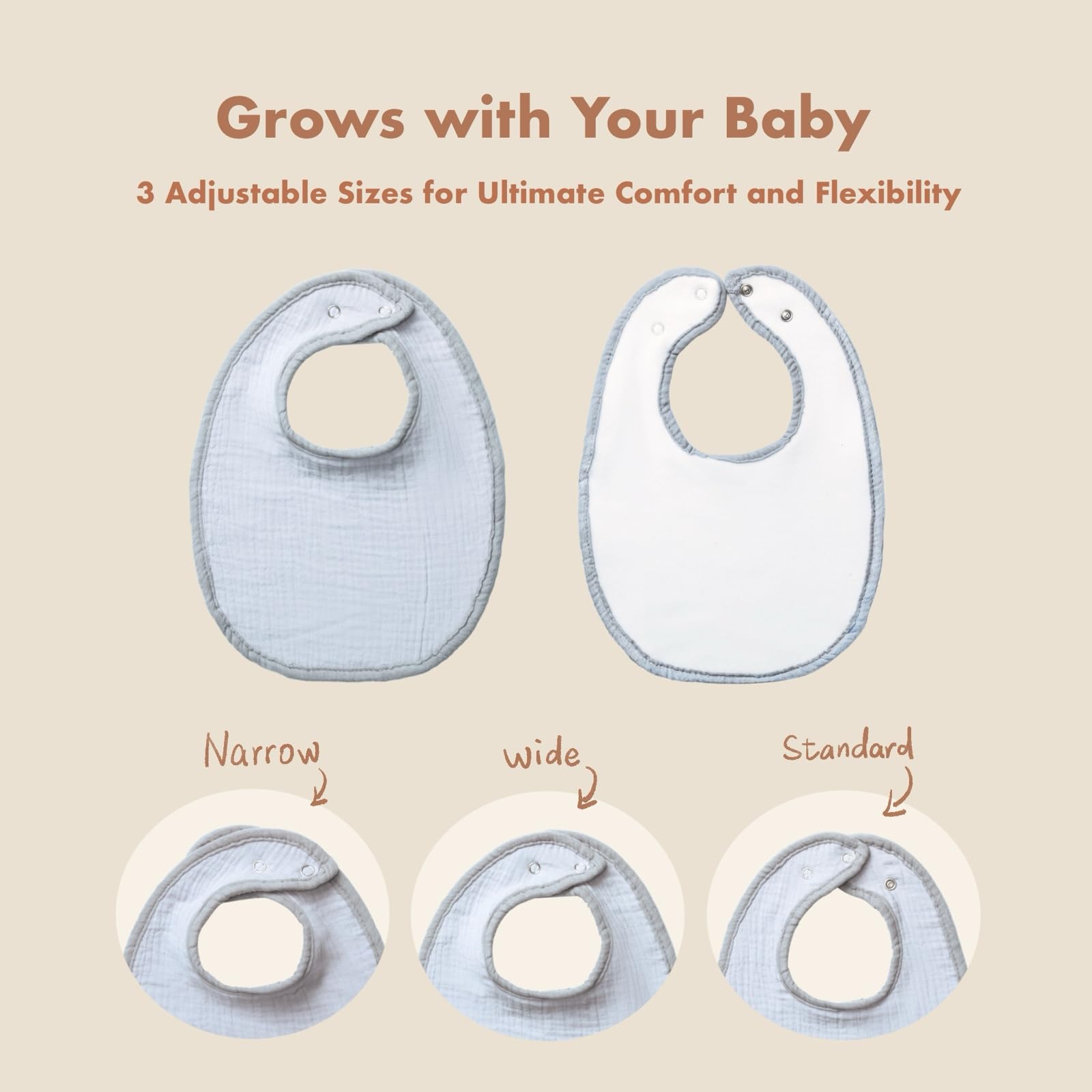 COOROBIN Muslin Baby Bibs for Baby Girl & Boy 100% Cotton 8-Pack Baby Drool Bibs - Quick-Dry Absorbent Bandana Bibs, Adjustable Snaps for Newborn to 24M