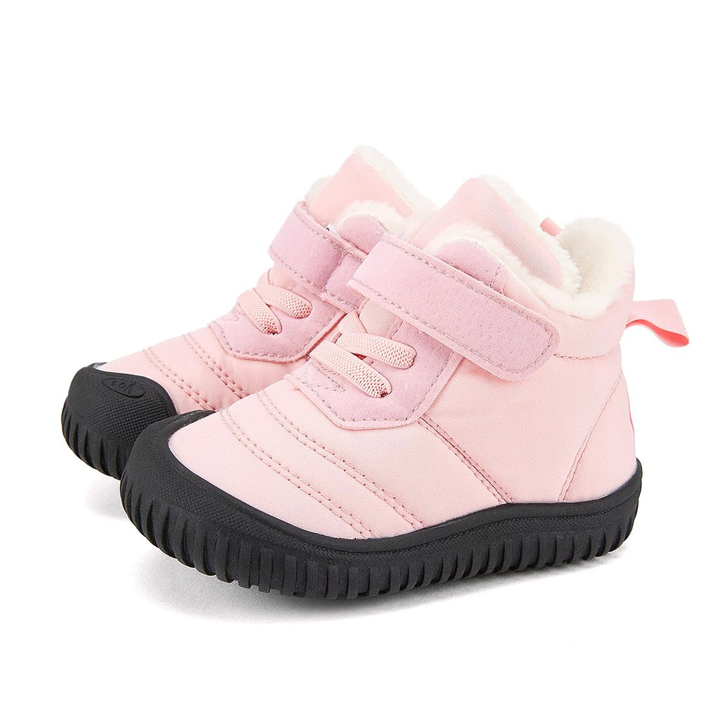 BMCiTYBM Toddler Baby Snow Boots Winter Mid-high Shoes Boys Girls Cold Weather Baby Faux Fur Shoes Pink Size 8