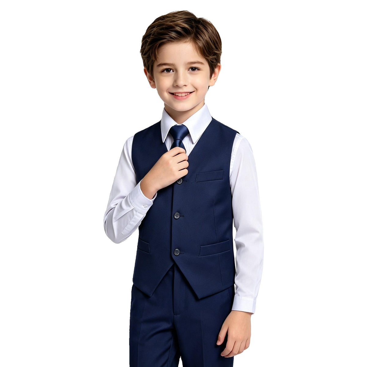 Lycody Boys Suit Vest Set Formal Dress Suits Wedding Outfit, White, Size 7