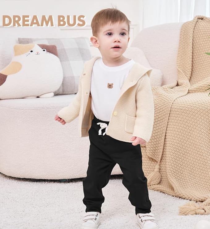 DREAM BUS Pack of 3 Toddler Jogger Pants with Pocket Toddler Boy Sweatpants Baby Boy Pants Infant Newborn Leggings