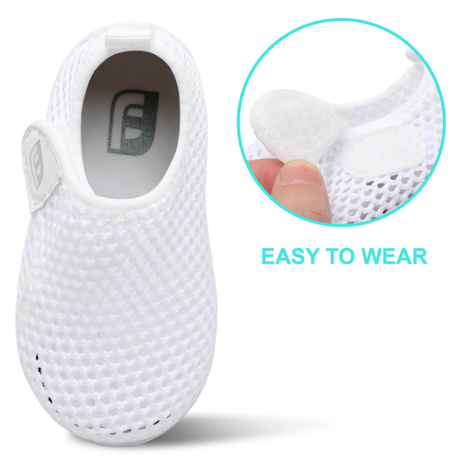 Kids Water Shoes Non-Slip Quick Dry Swim Barefoot Aqua Shoes for Toddler Boys Girls Mesh White 6-12 Months Infant