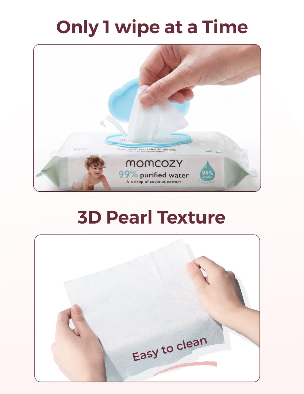 Momcozy Baby Wipes, Unscented & Hypoallergenic, Gentle for Sensitive Skin