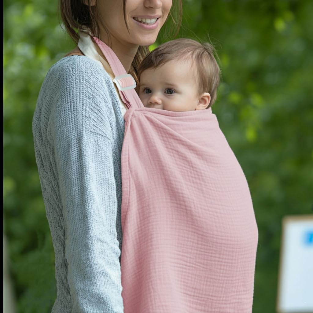 MUGVELL Muslin Nursing Covers for Breastfeeding,Blush Pink