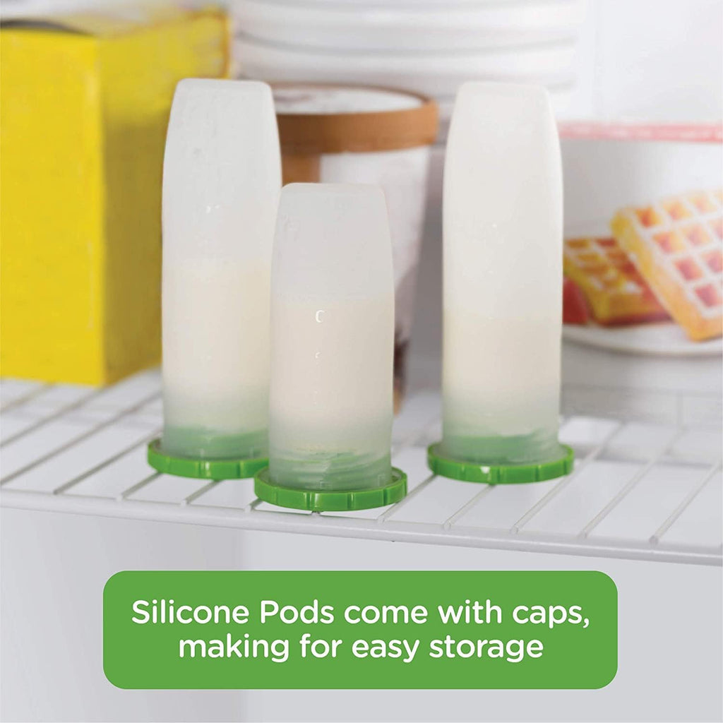 Playtex Baby Nurser Reusable Silicone PODS, 6 Oz (6 Count), Anti-Colic, Gas Reduction, Connects to Breast Pump, Freezer Friendly, Feeding Essentials for Newborn and Breastfeeding Babies