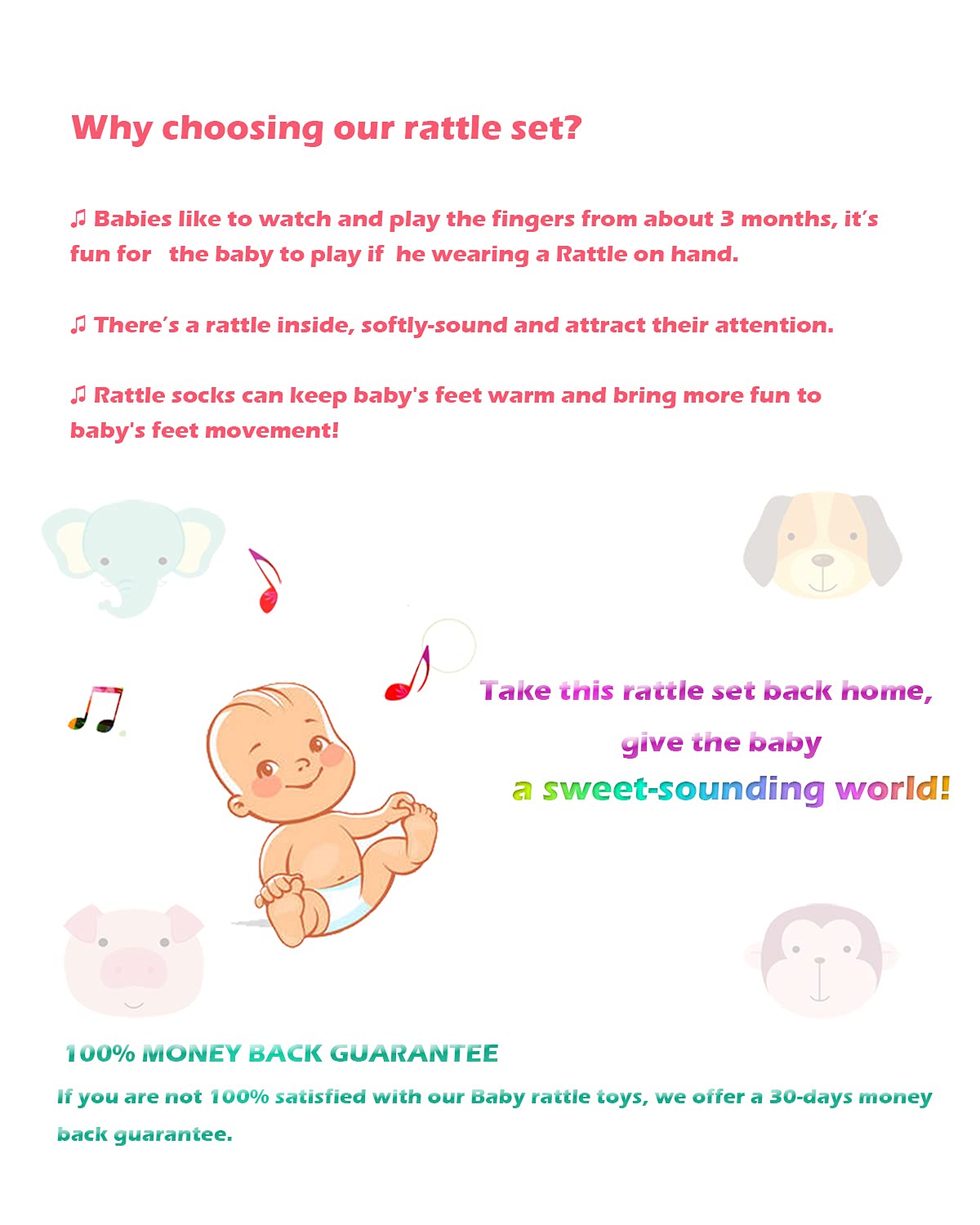 Wrist Rattles Foot Finder Rattle Toy for 0-4 Months Baby, Feet Leg Ankle Socks Arm Hand Bracelet Shaker for 4-8 Months Infant boy & Girl, Gift Set for 0-1 Years Newborn Babies (5 pcs-A)