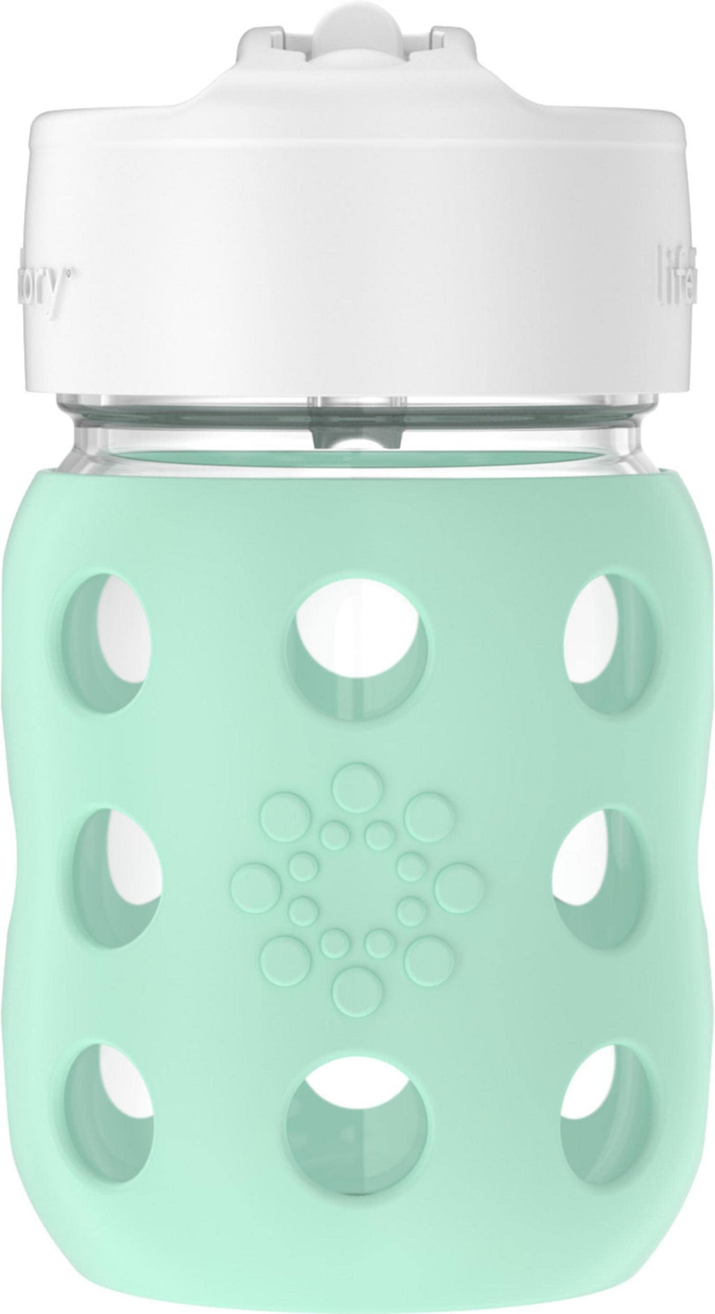 Lifefactory 8oz Glass Baby Bottle with Pivot Straw,