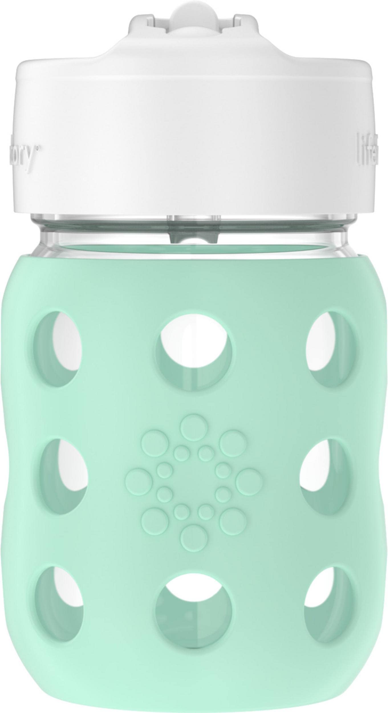 Lifefactory 8oz Glass Baby Bottle with Pivot Straw,