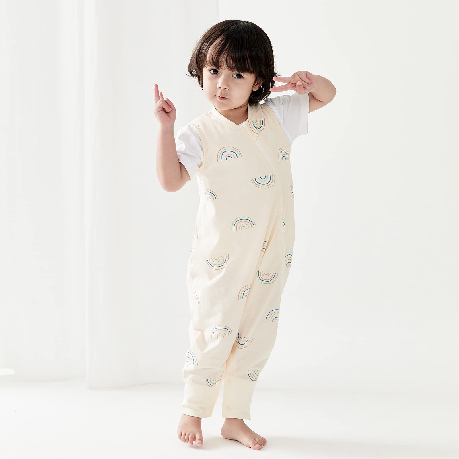 Duomiaomiao 0.5 TOG Toddler Sleep Bag 12-24 Months 100% Cotton Lightweight Baby Sleep Sack with Feet, Breathable Comfy Toddler Wearable Blanket