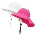 XIAOHAWANG Girls Sun Hat Baby Beach Hats Toddler Boys UPF 50+ Kids Summer Protection Cap Wide Brim Neck Flap(6-12Months,2 Pack(White+Rose))