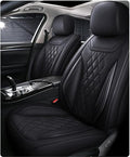 Leather Car Seat Covers for Volkswagen Atlas 2019-2023 Waterproof, Breathable, Non-Slip Napa Leather Car Seat Covers, Comfortable, Durable and Easy to Install(5PCS Comfort，Classic+Black
