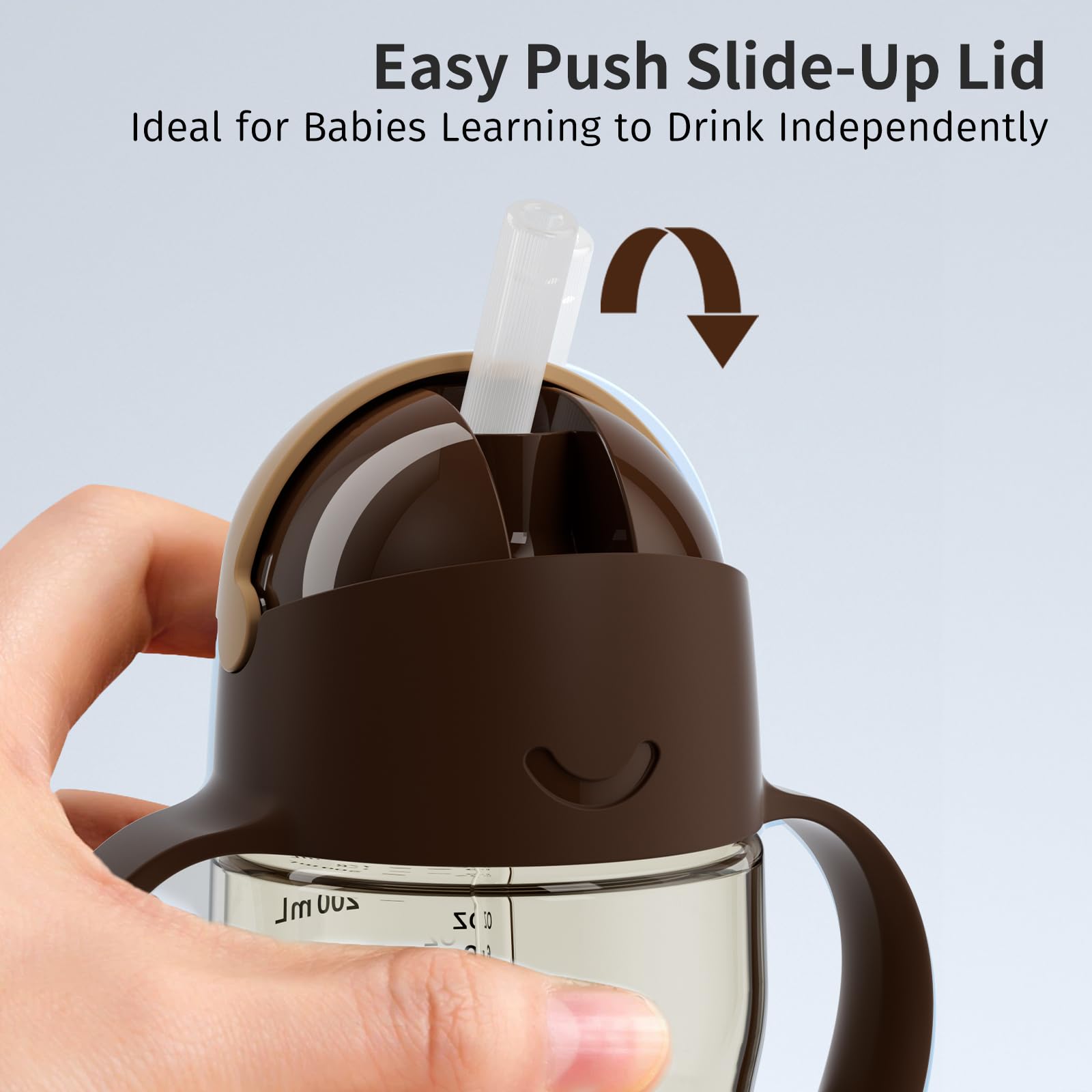 Evorie Tritan Weighted Straw Cup Baby Training Cup, Spill Proof, 7 Oz, 6M+