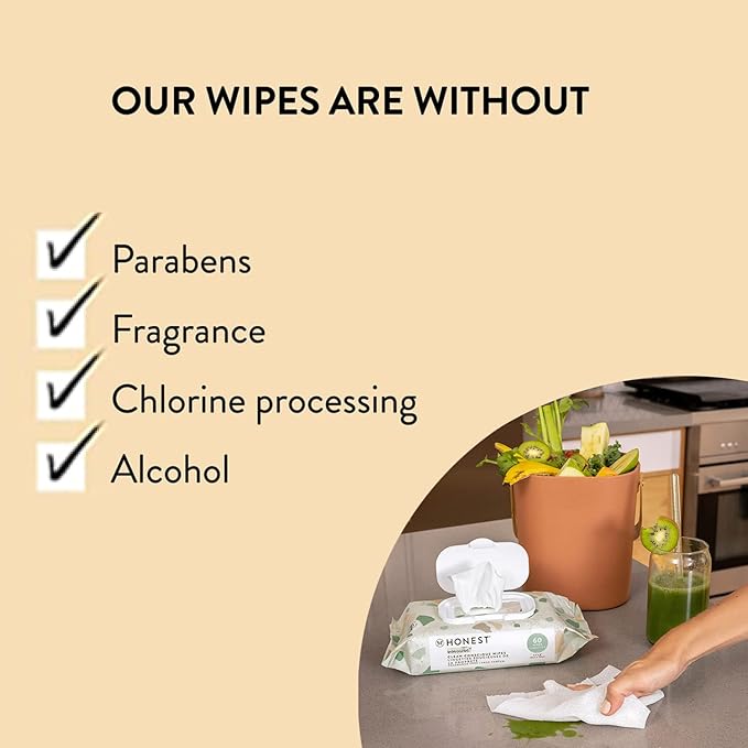 The Honest Company Clean Conscious Multi-Use Wipes Hypoallergenic and Unscented for Sensitive Baby Skin Over 99% Water Compostable Plant Based Baby Wipes Terrazzo 36 Count