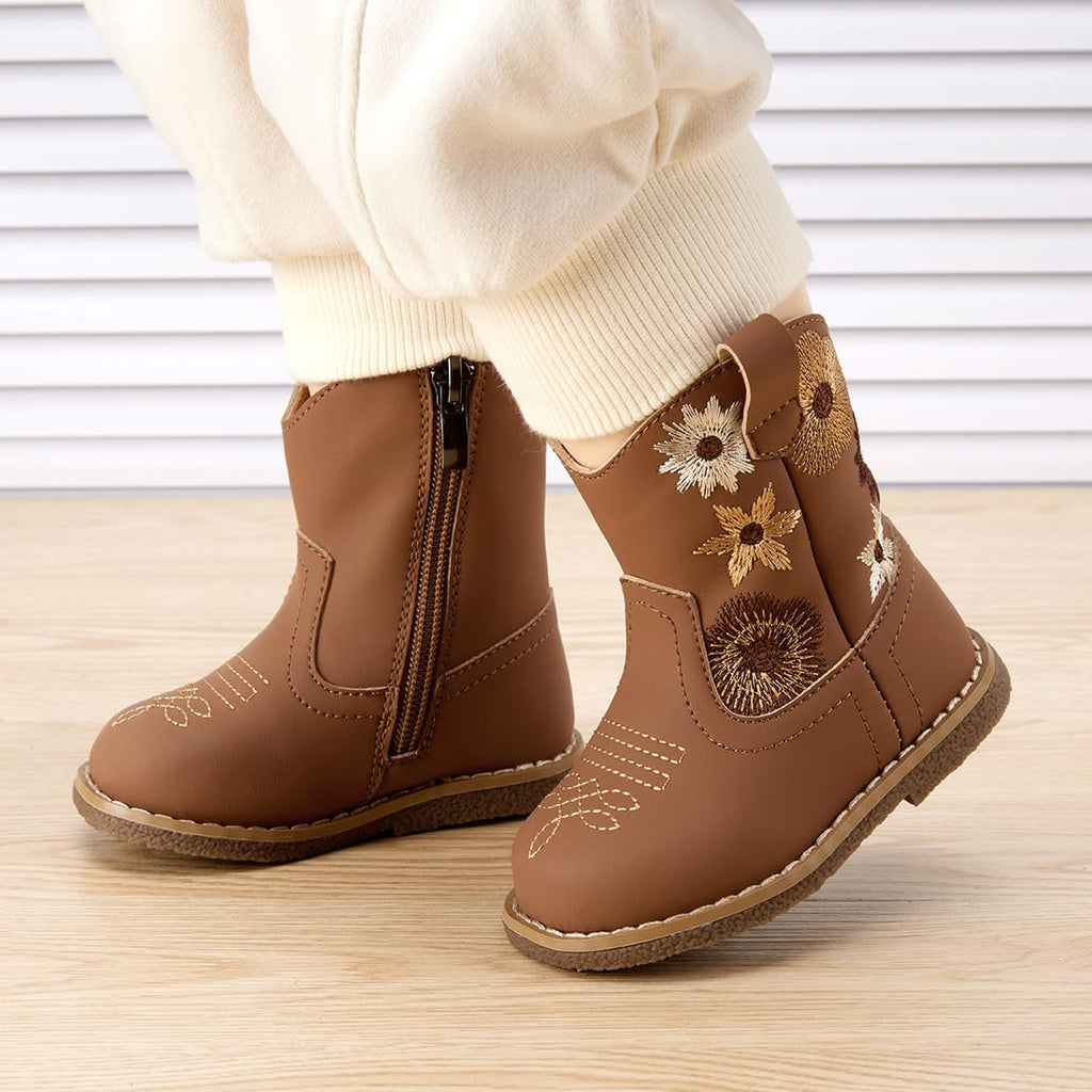 BMCiTYBM Baby Cowboy Boots Infant Cowgirl Western Shoes Brown 6-12 Months