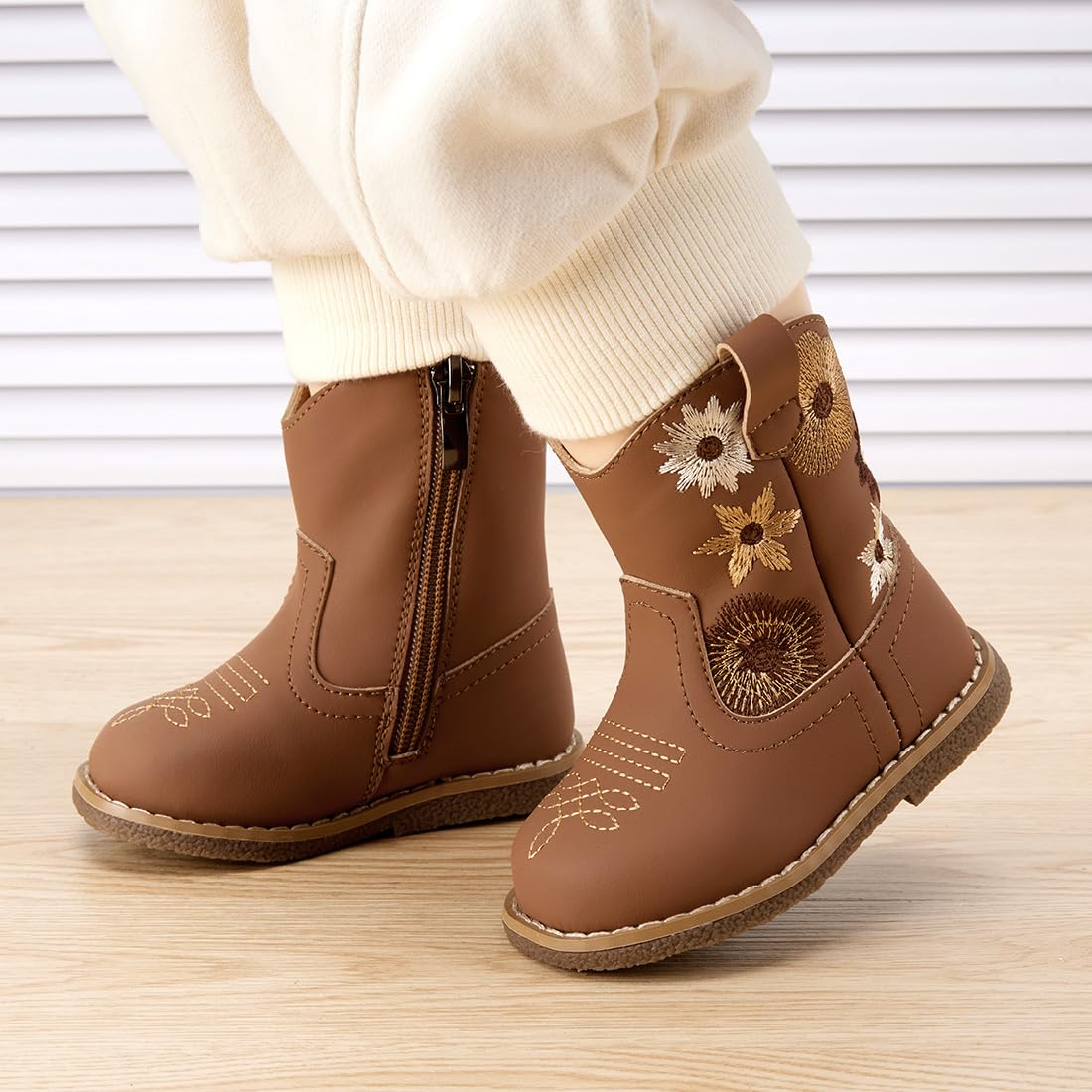 BMCiTYBM Baby Cowboy Boots Infant Cowgirl Western Shoes Brown 6-12 Months
