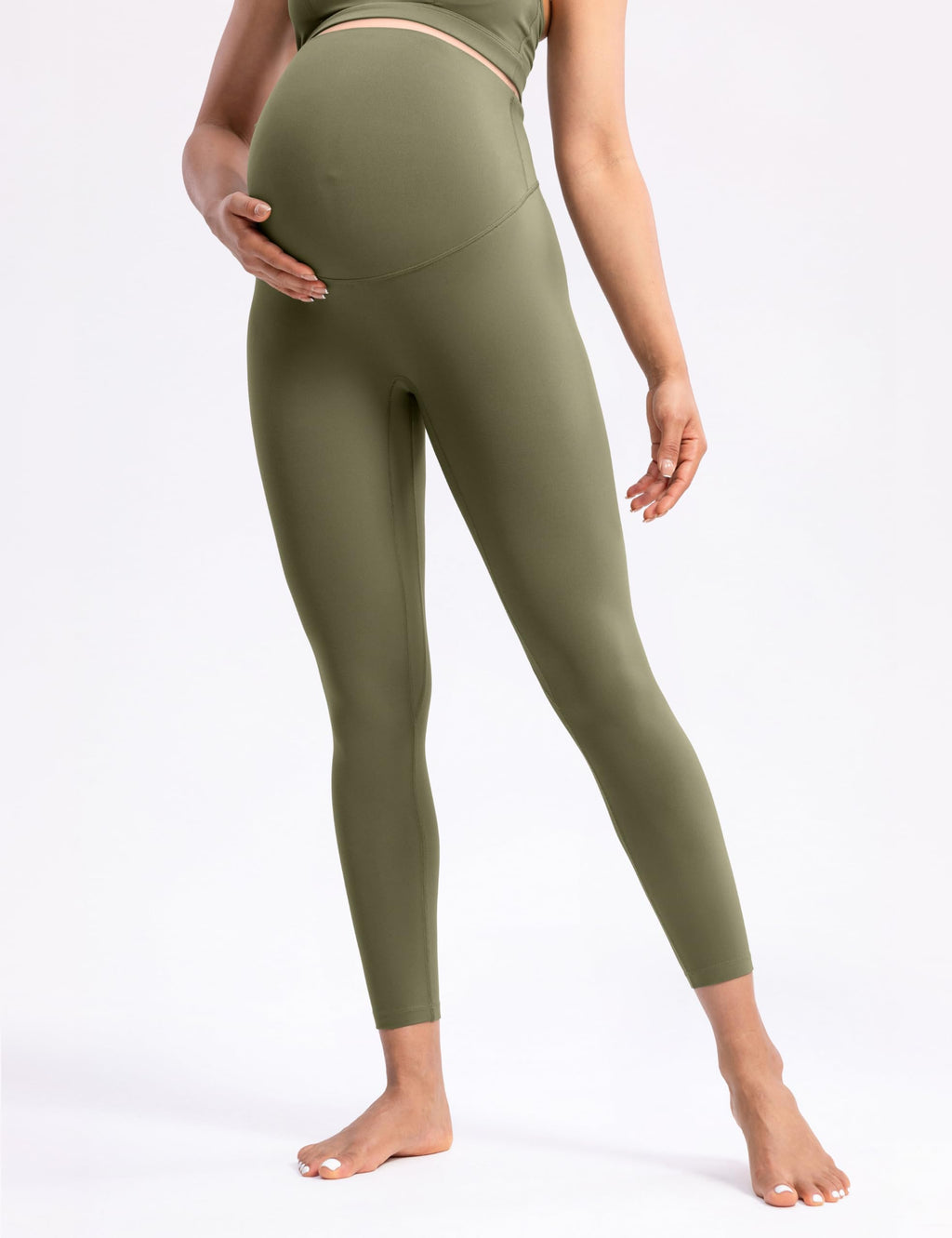POSHDIVAH Creamluxe Maternity Leggings 25" Olive Green X-Large