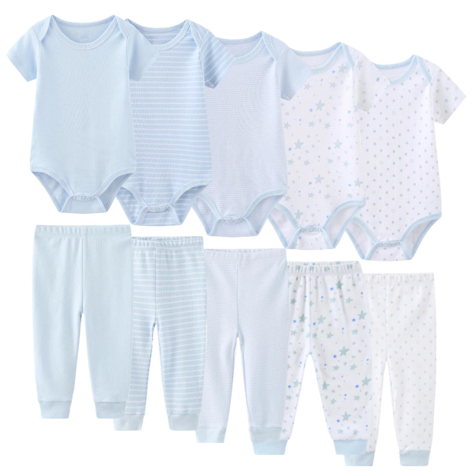 JELYLOVE 10 Pack Baby Boy Girl Bodysuits And Pants Sets New Born Outfits